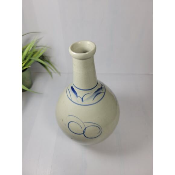 Vintage Japanese Sake Tokkuri, Pottery Bottle Gray Blue Bamboo - Picture 3 of 5